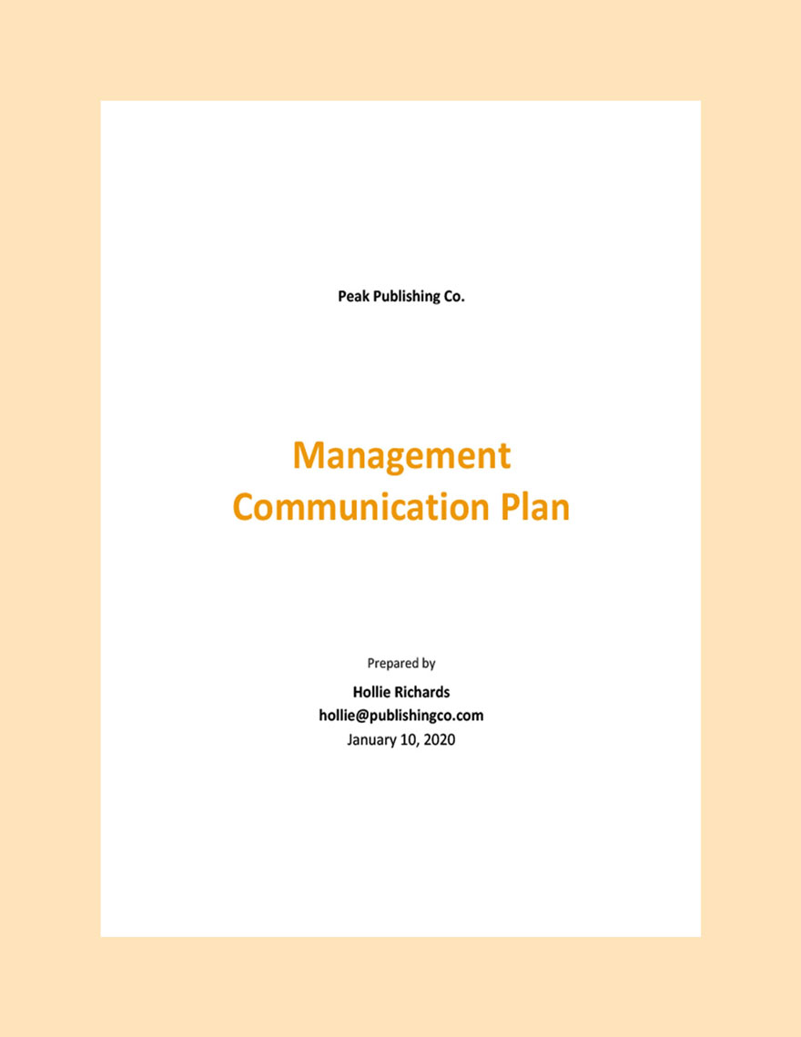 Management Communication Plan Template