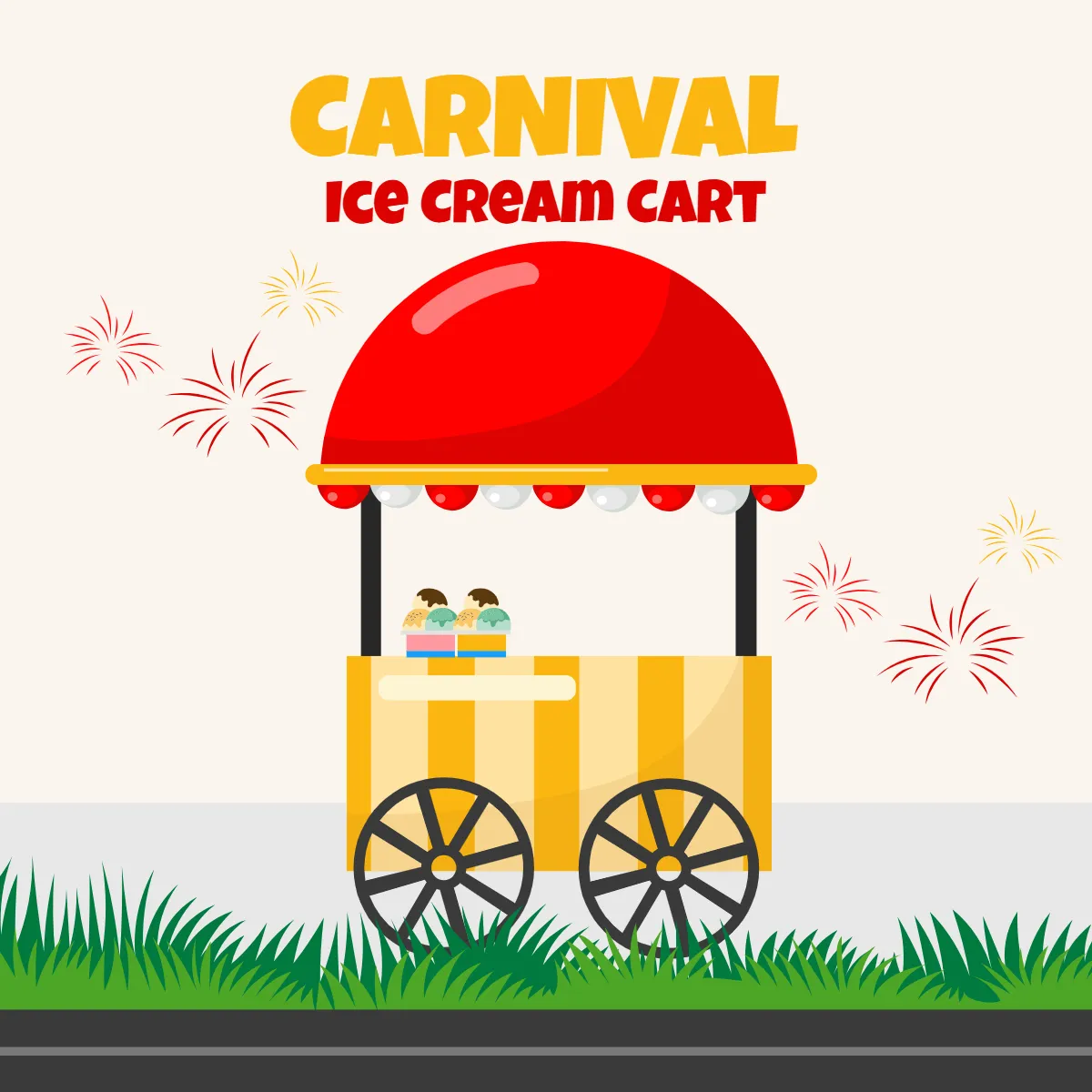 Free Carnival Ice Cream Cart Clip Arts Template to Edit Online