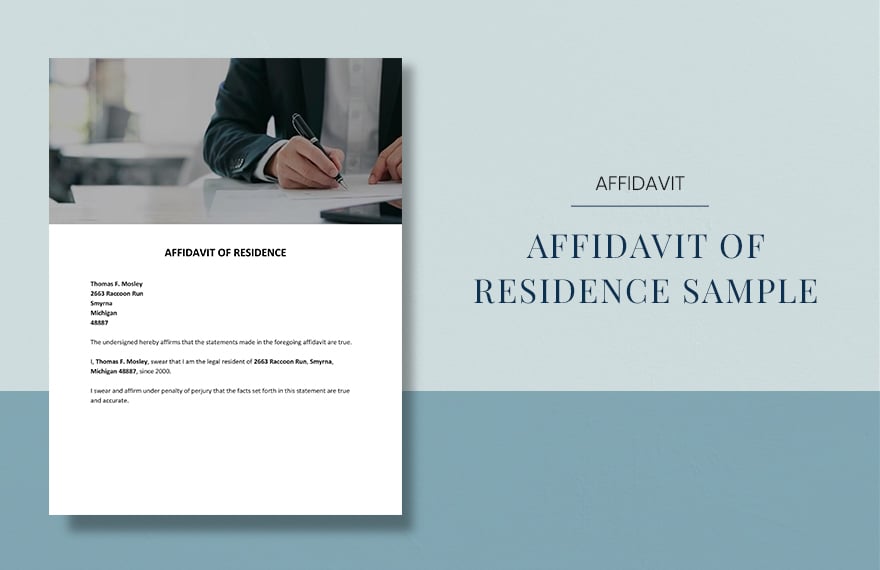 Affidavit of Residence Sample Template in Word, Google Docs, Apple Pages