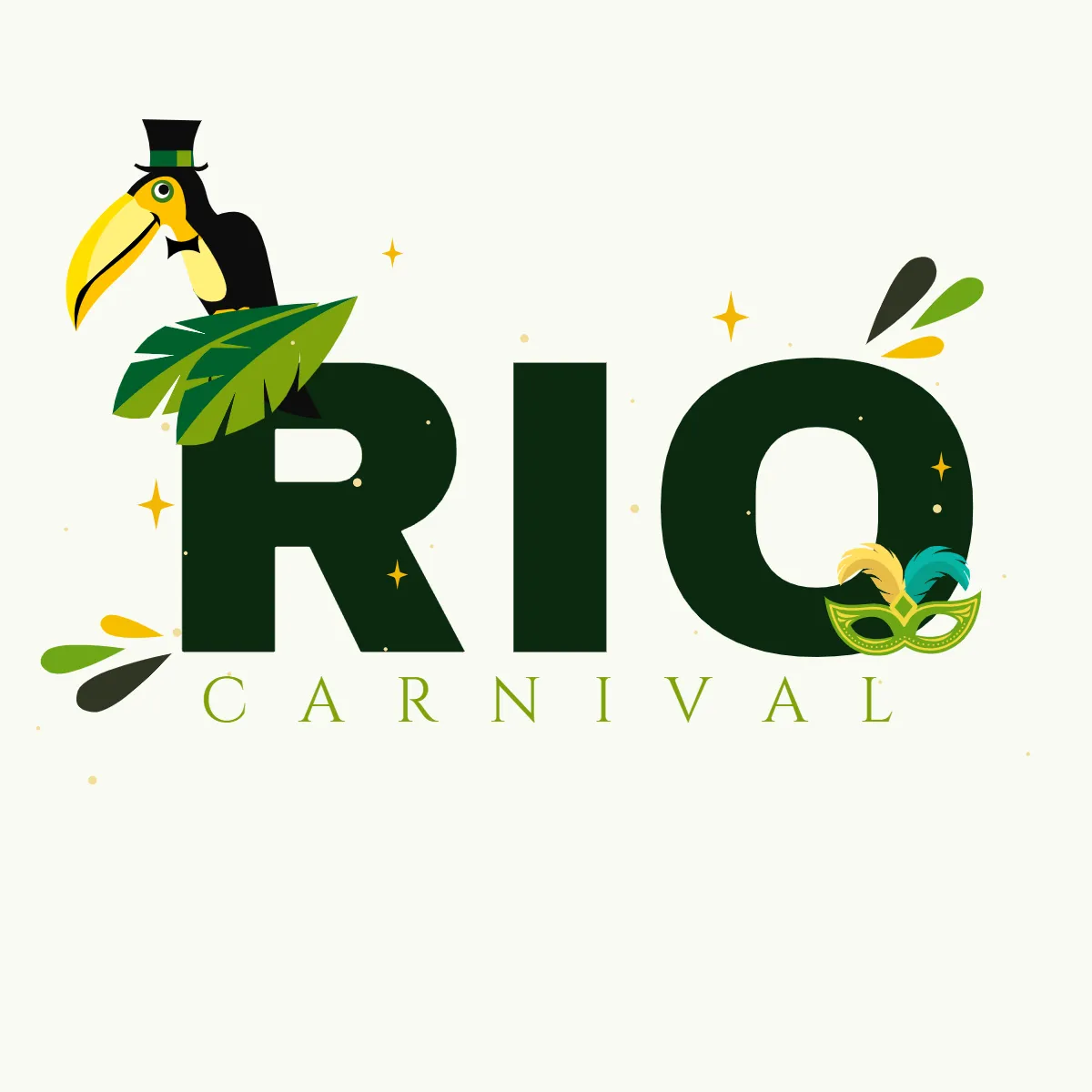 Free Rio Carnival Toco Toucan and Mask Clip Arts Template to Edit Online