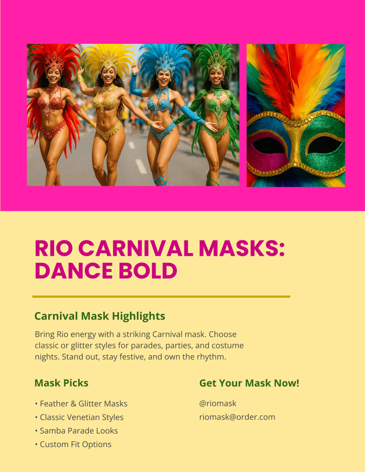 Free Rio Carnival Mask Flyer Template to Edit Online