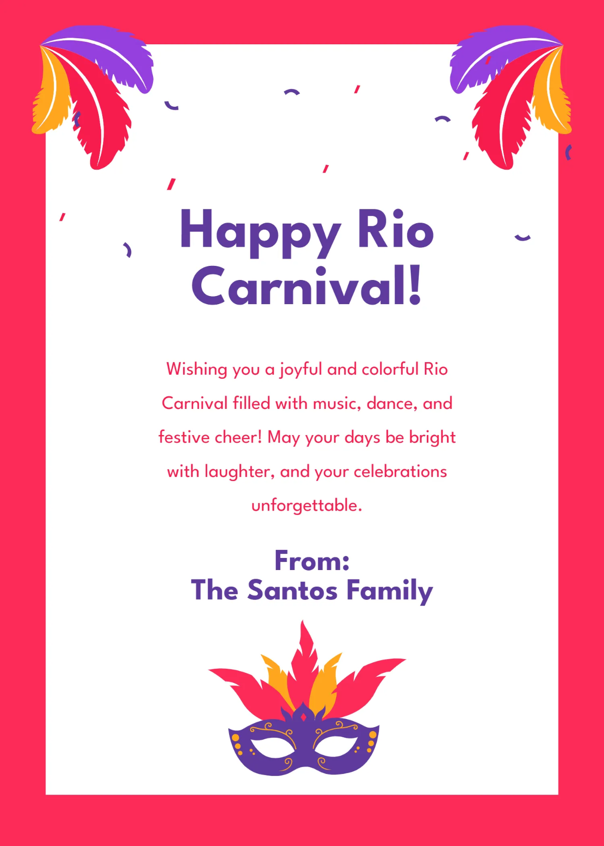 Free Rio Carnival Happy Greeting Card Template to Edit Online