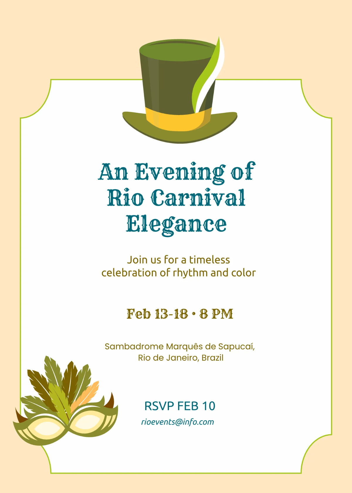 Free Classic Rio Carnival Invitation Template to Edit Online