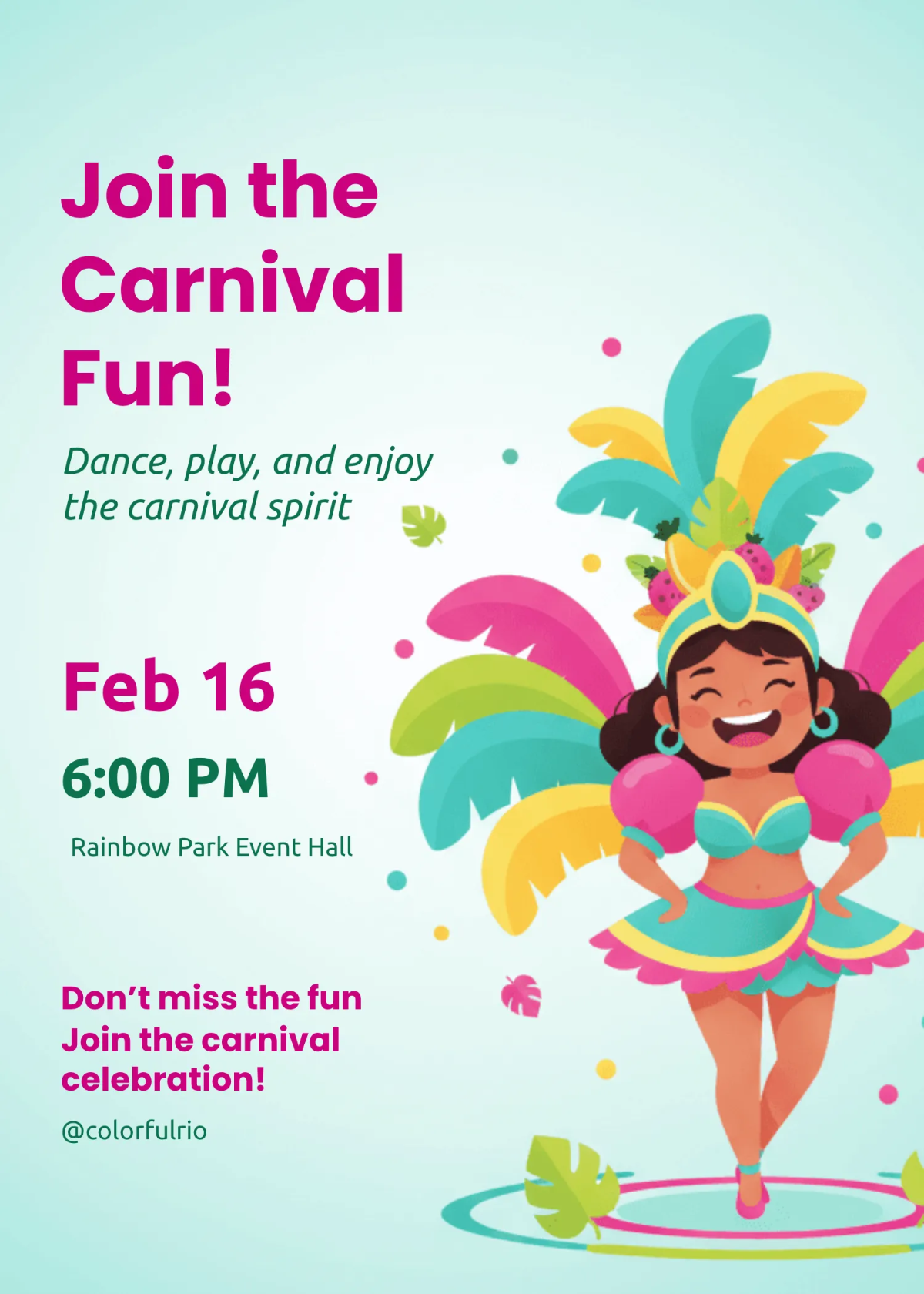 Free Rio Carnival Cartoon Invitation Template to Edit Online