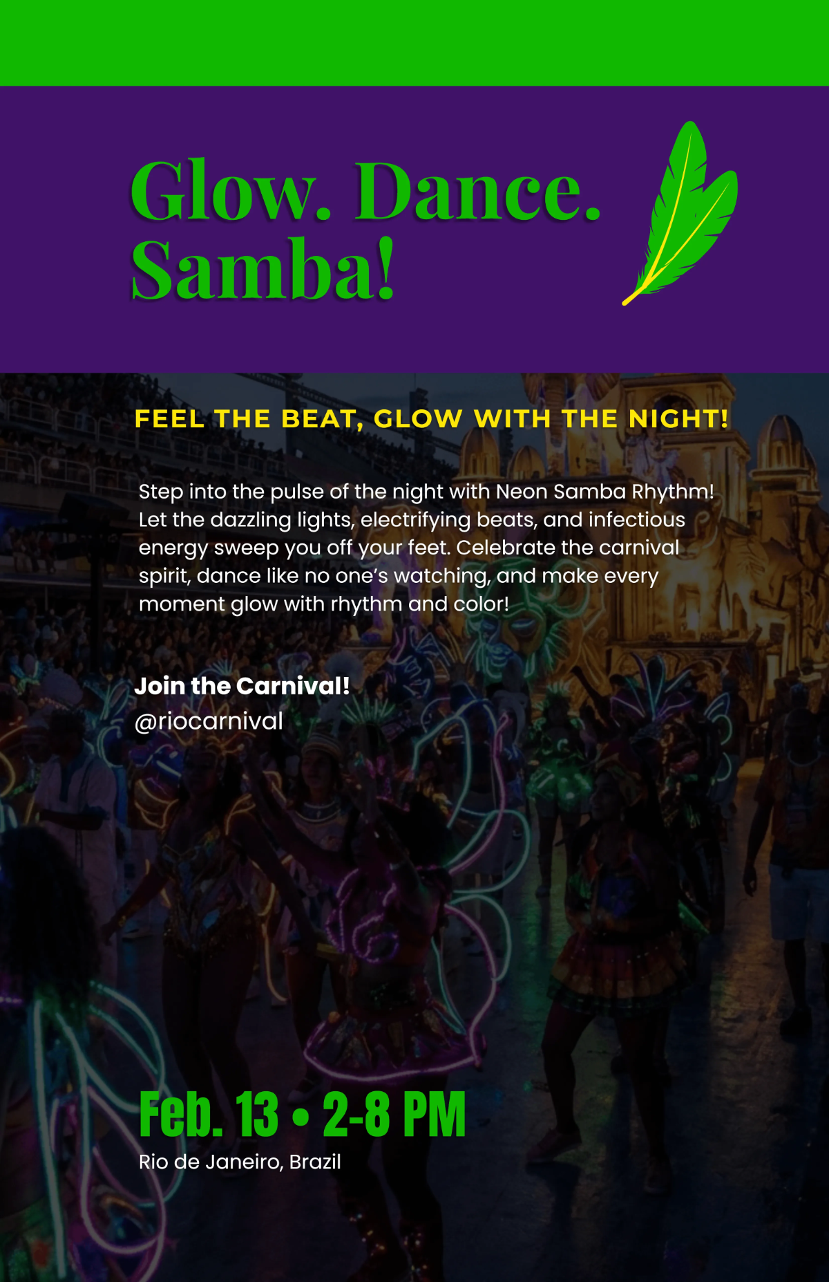 Free Neon Samba Rhythm Poster Template to Edit Online