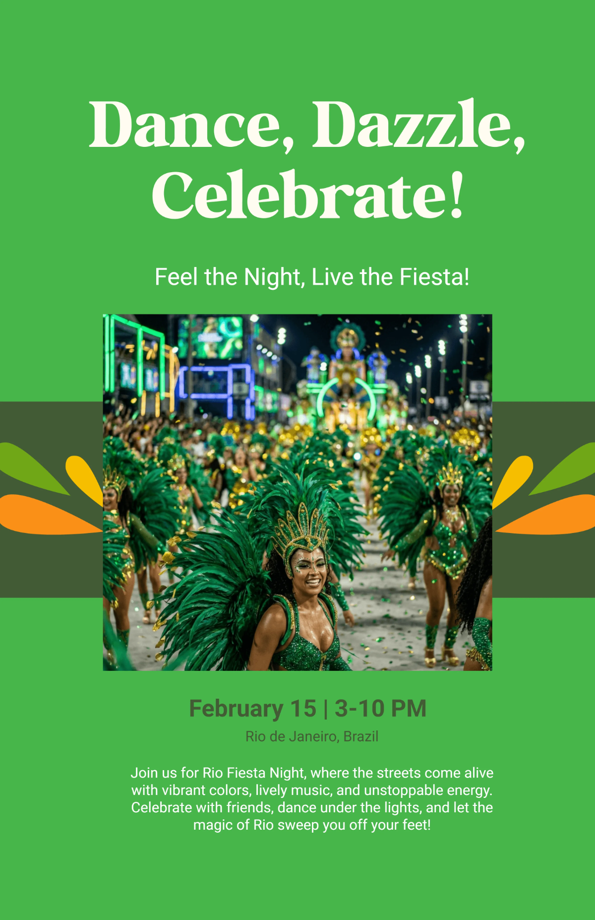 Free Rio Fiesta Night Poster Template to Edit Online