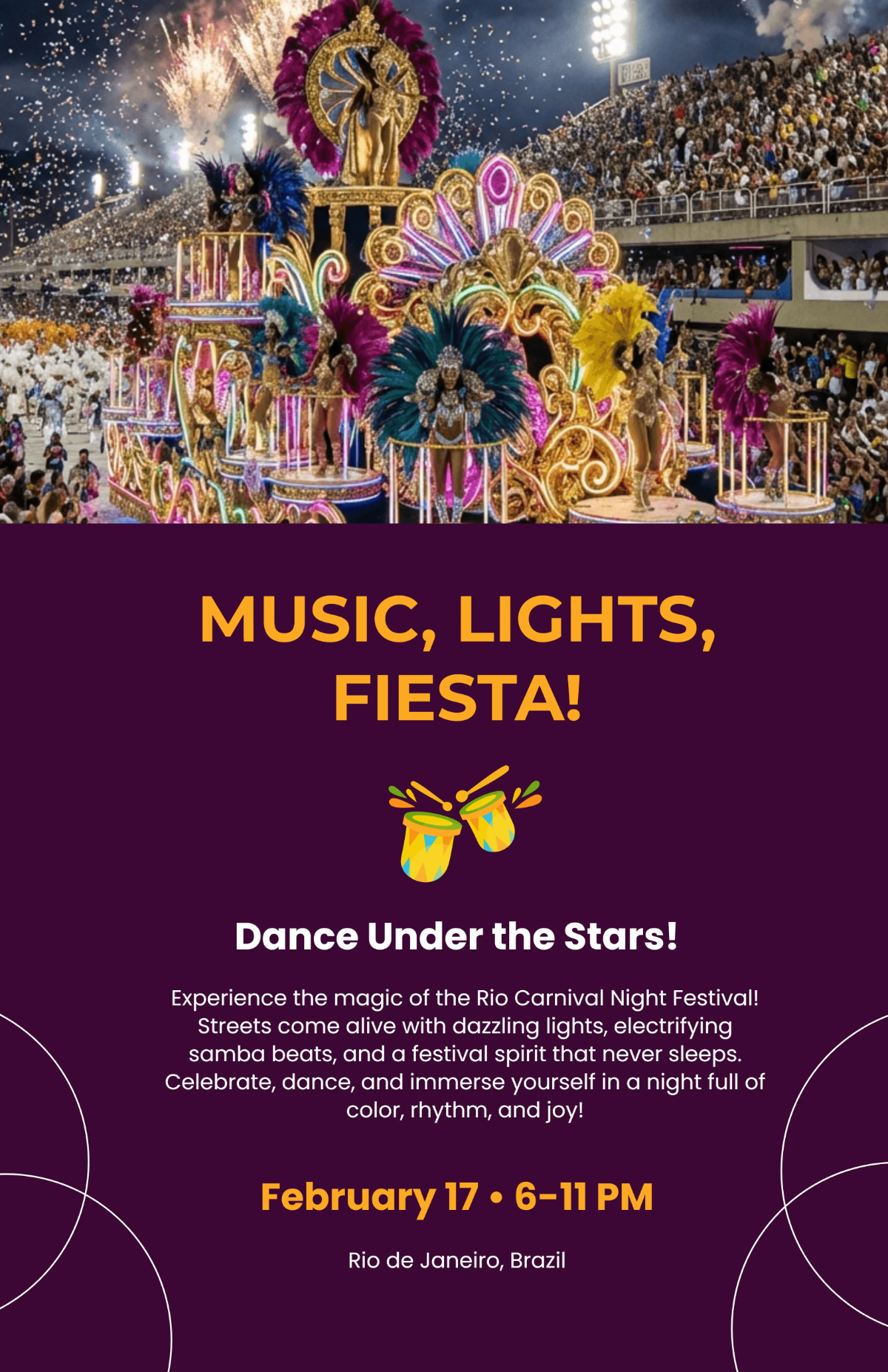 Free Rio Night Festival Poster Template to Edit Online
