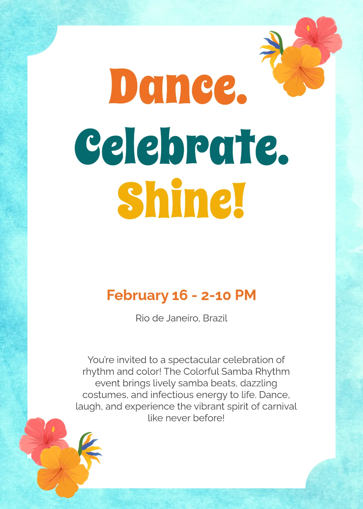 Free Vibrant Rio Nights Invitation Template to Edit Online