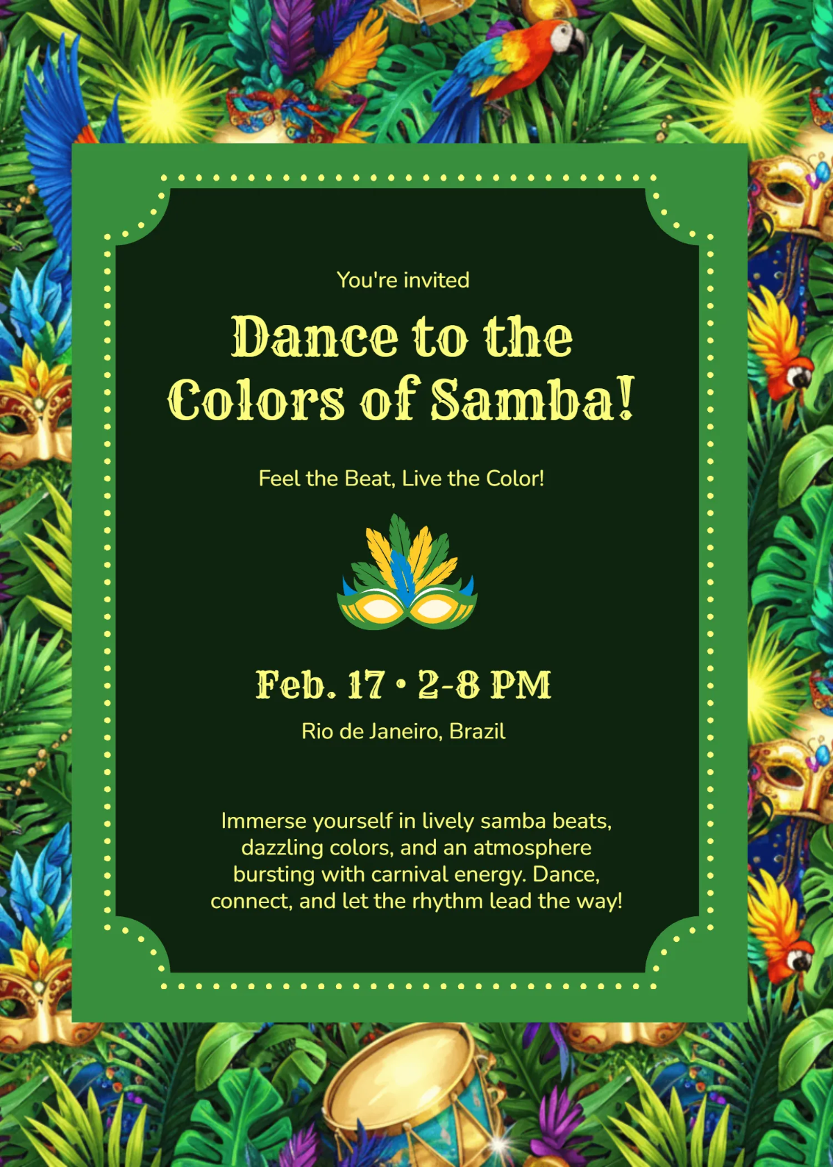 Colorful Samba Rhythm Invitation Template