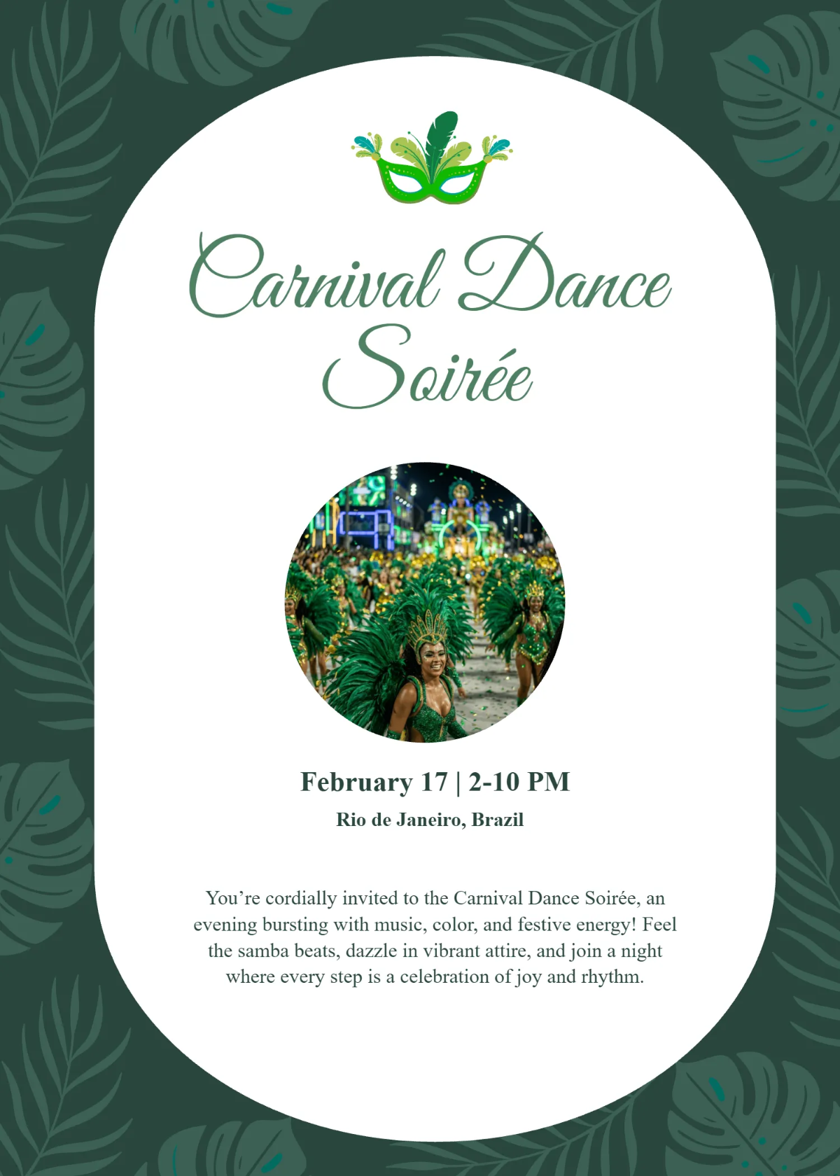 Free Carnival Dance Soirée Invitation Template to Edit Online