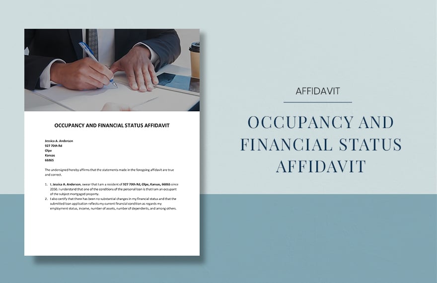 Occupancy and Financial Status Affidavit Template
