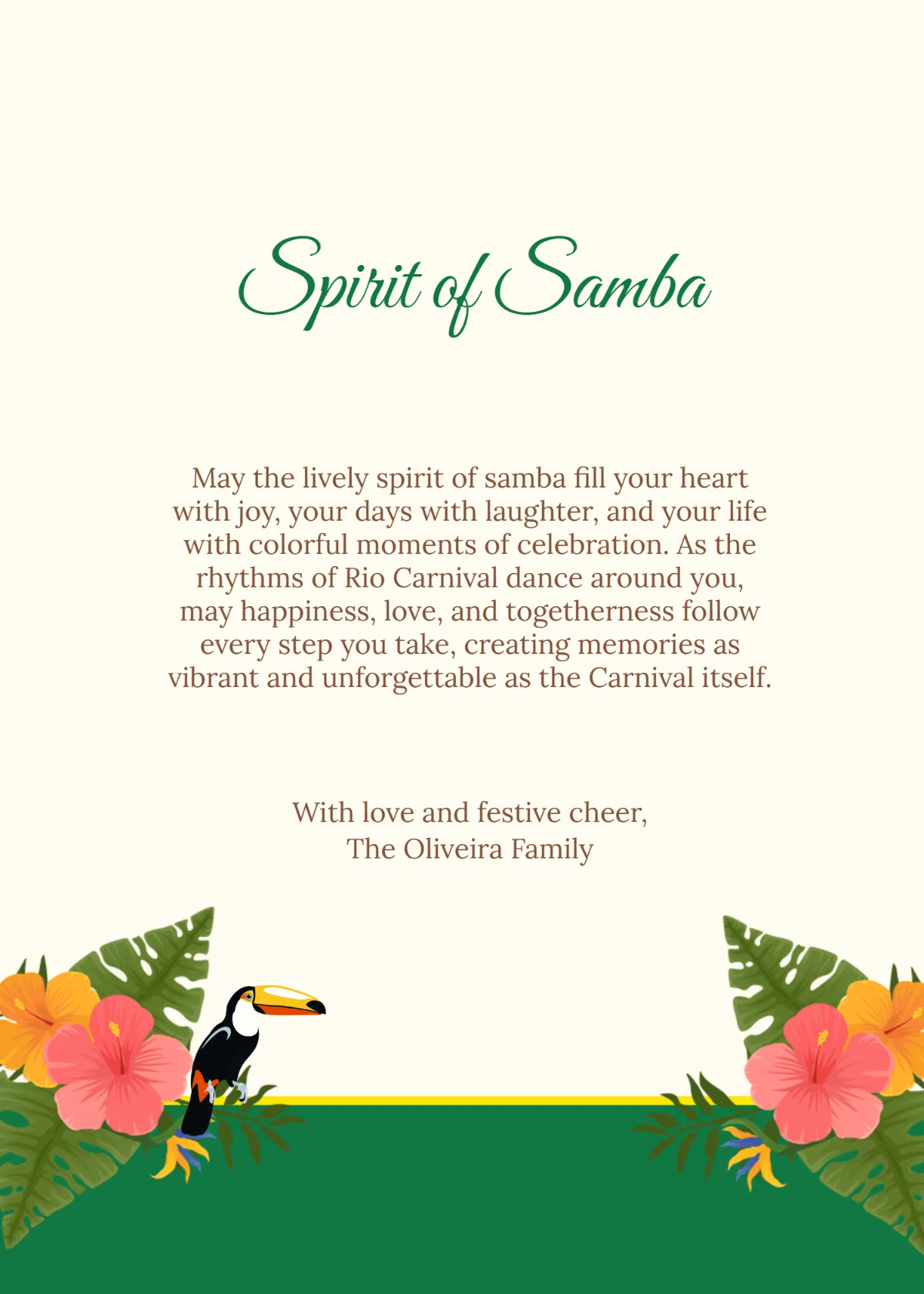 Free Spirit of Samba Wishes Template