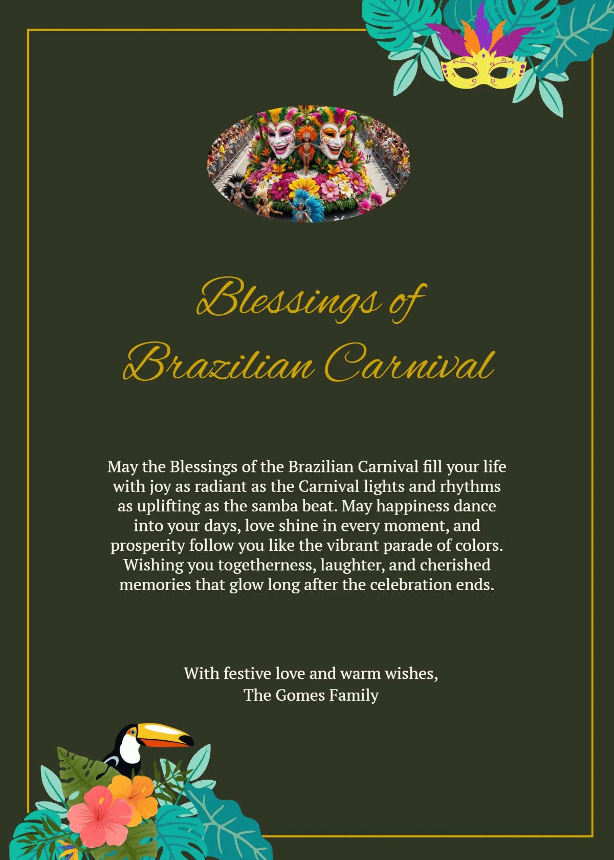 Brazilian Carnival Blessings Wishes Template
