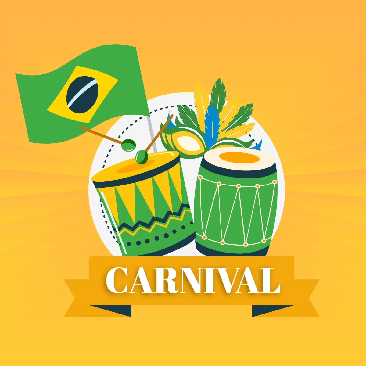 Free Rio Carnival Yellow Background Clip Arts Template to Edit Online