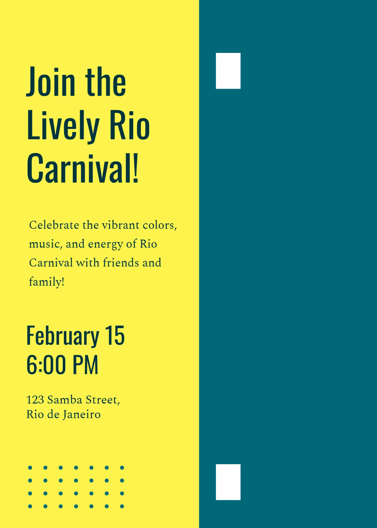 Free Lively Rio Carnival Invitation Template to Edit Online
