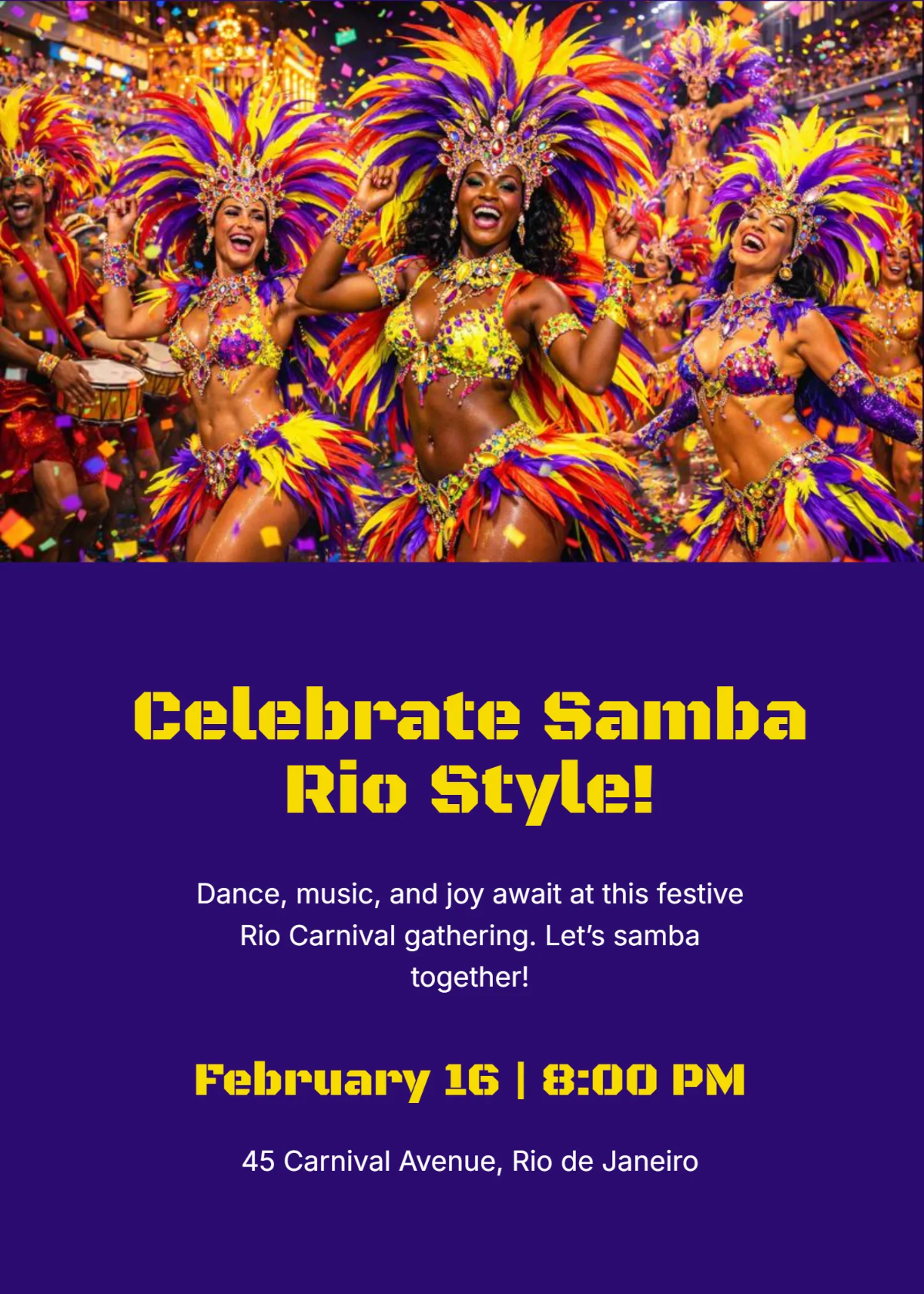 Free Festive Samba Rio Invitation Template to Edit Online