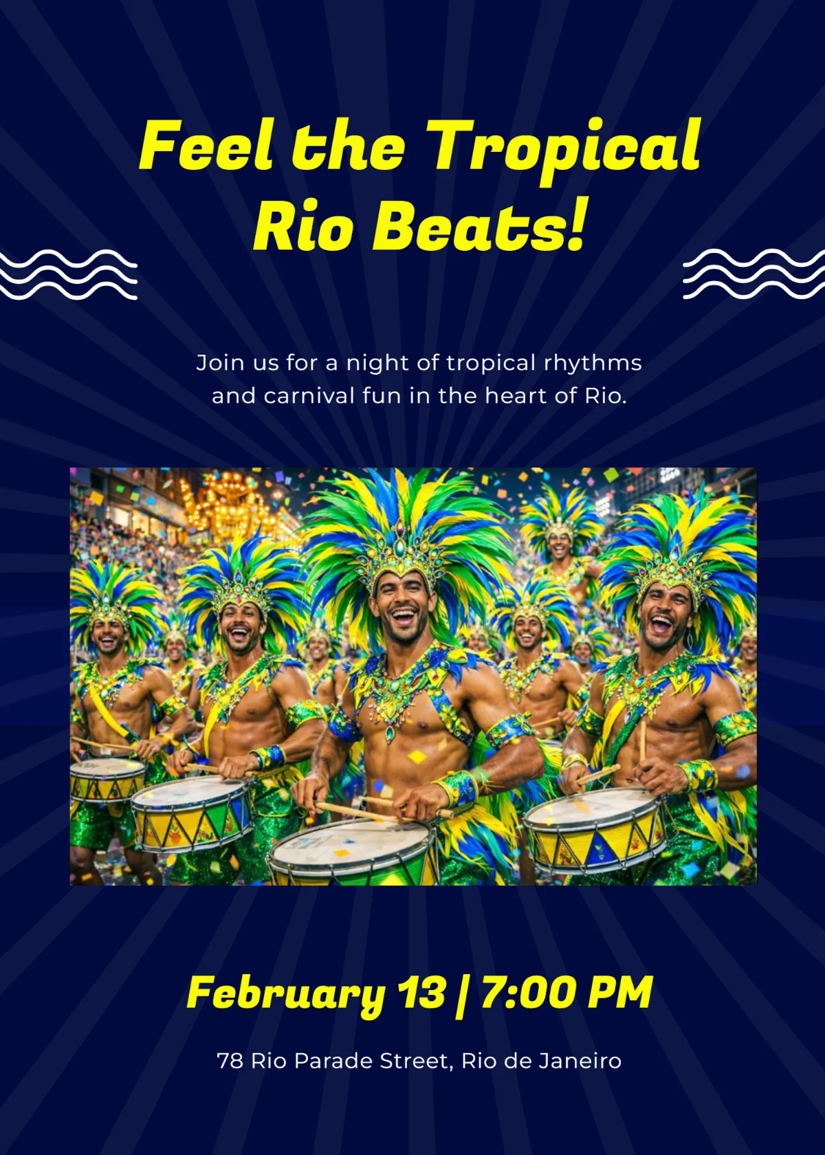 Free Tropical Beats Carnival Invitation Template to Edit Online