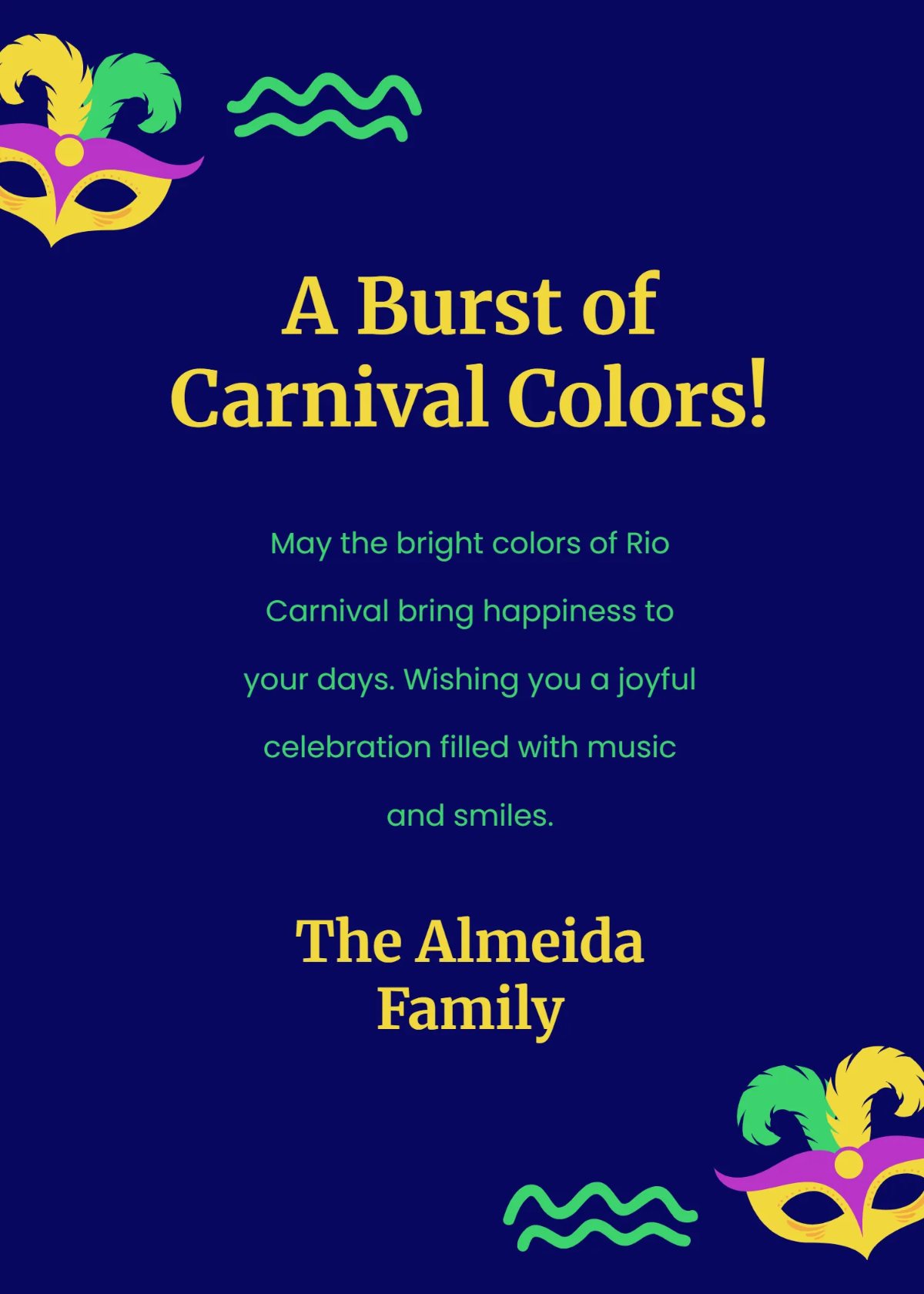 Colorful Rio Celebration Wishes Template