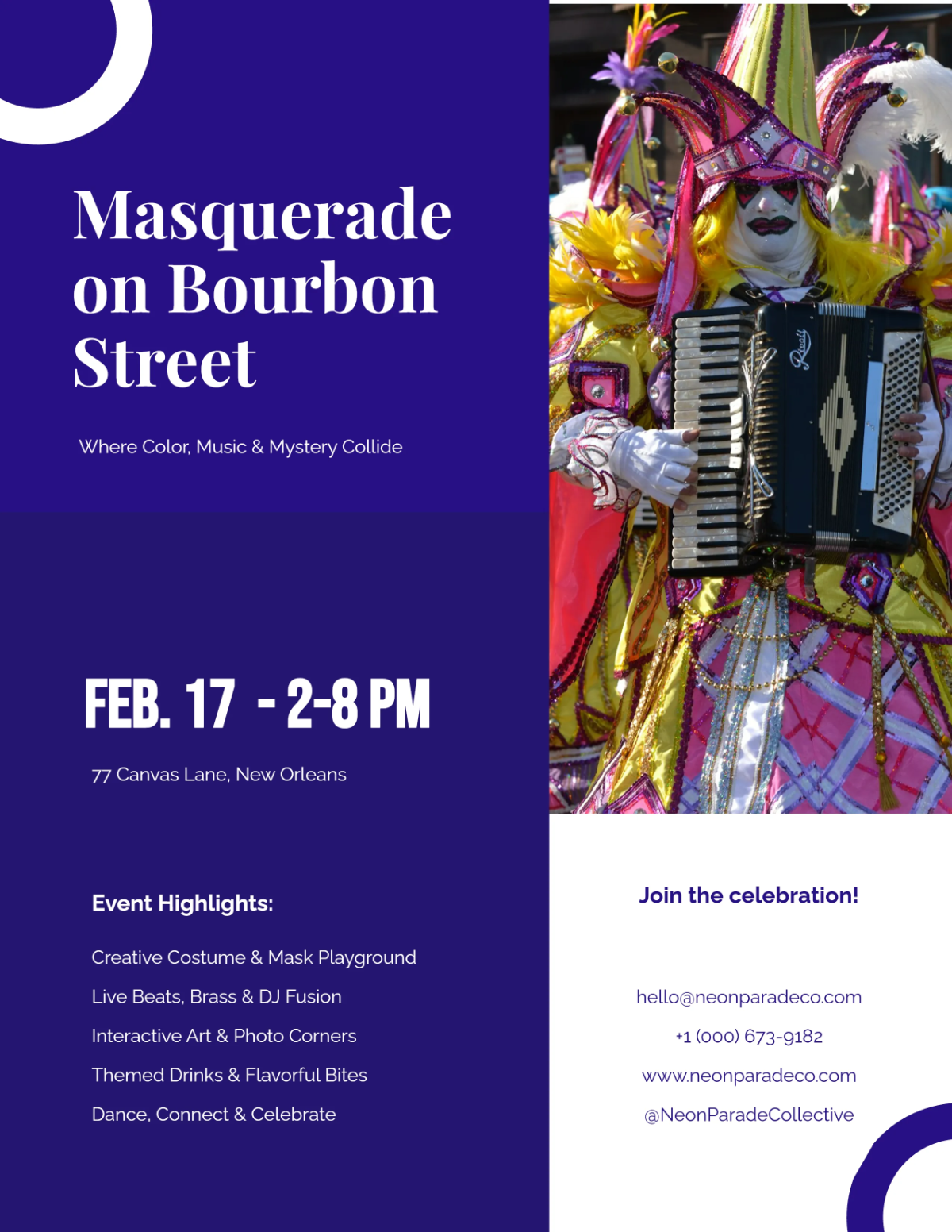 Free Creative  Mardi Gras Flyer Template to Edit Online