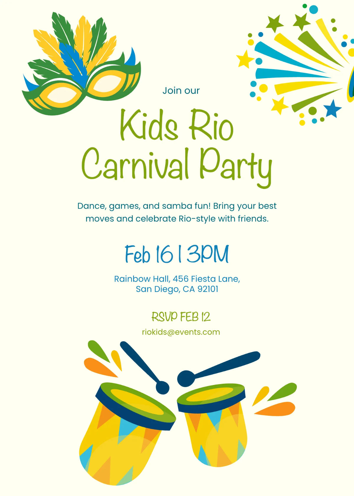 Kids Rio Carnival Invitation Template