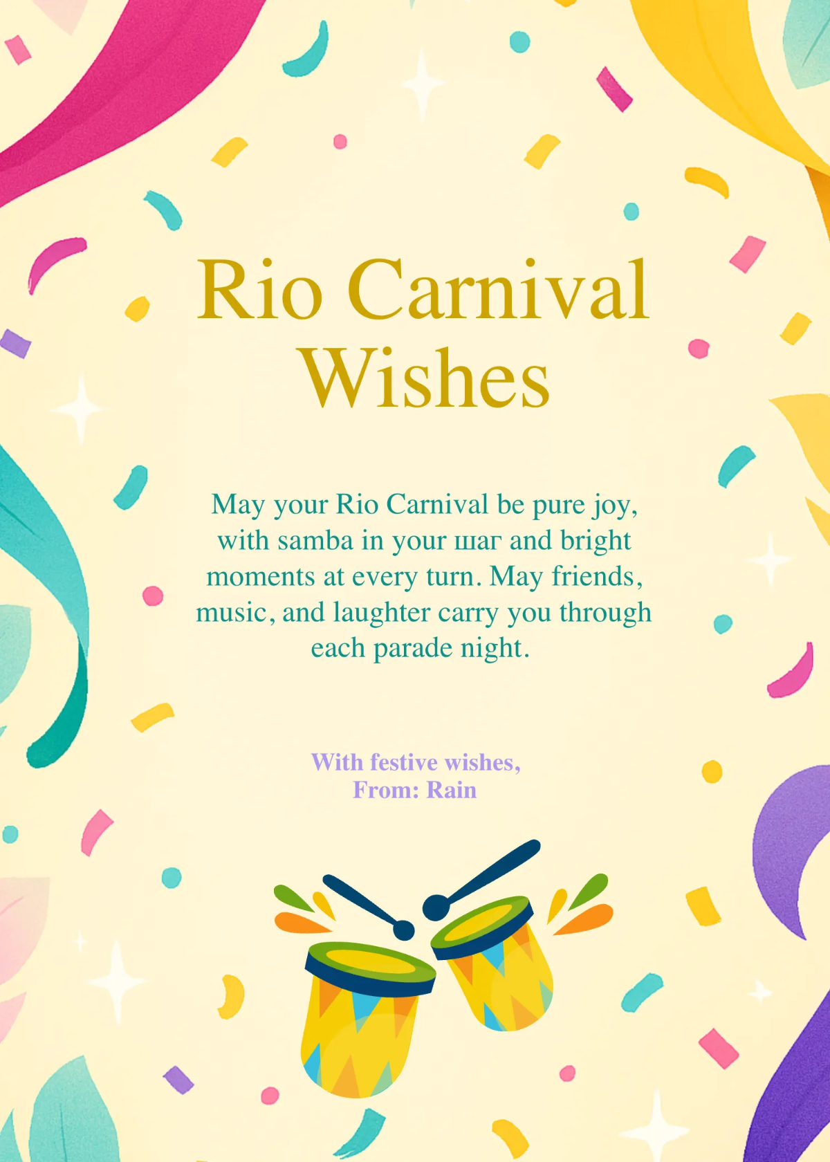 Free Colorful Rio Carnival Wishes Template to Edit Online Free Colorful Rio Carnival Wishes Template to Edit Online