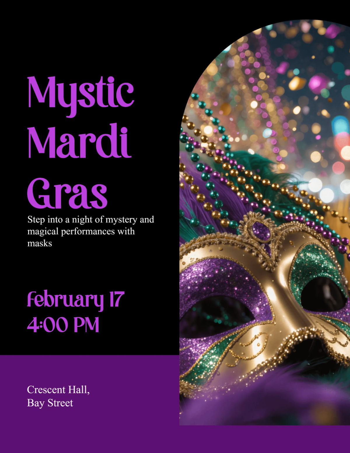 Free Mystic Mardi Gras Flyer Template to Edit Online