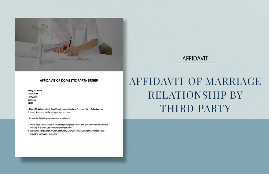 Sample Affidavit Of Marriage Relationship By Third Party Template