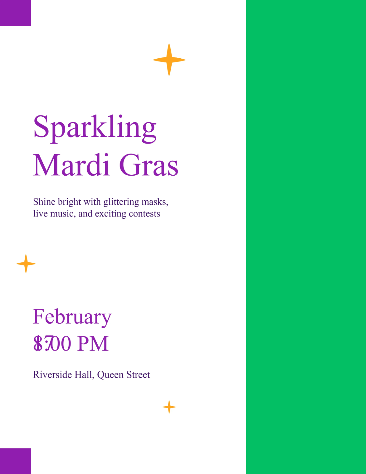 Free Sparkling Mardi Gras Flyer Template to Edit Online