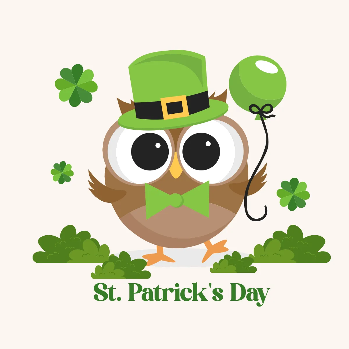 Free Owl St. Patrick's Day Clip Arts Template to Edit Online