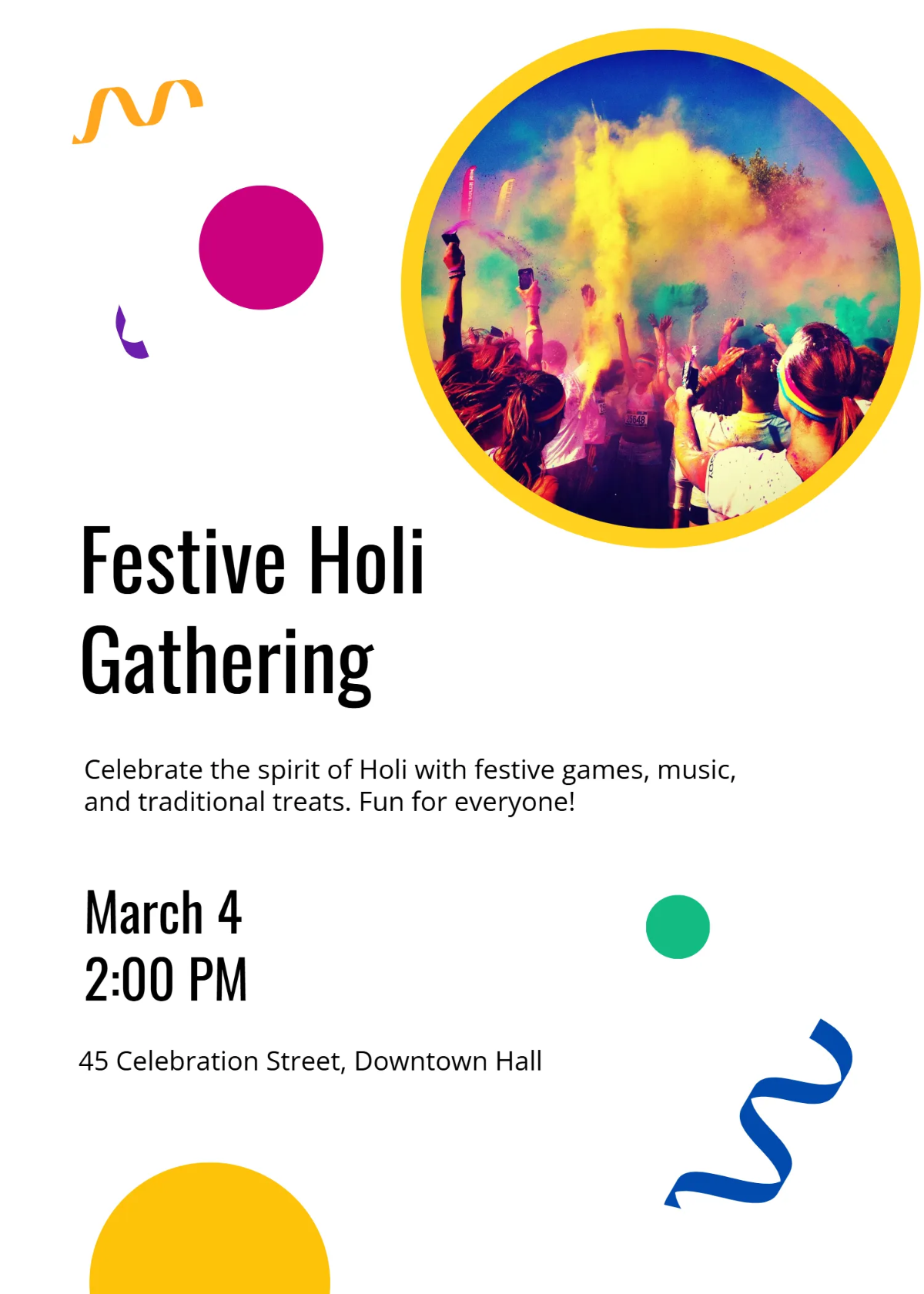 Free Festive Holi Invitation Template to Edit Online