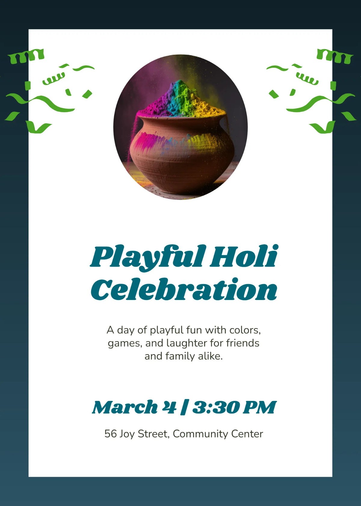 Free Playful Holi Invitation Template to Edit Online