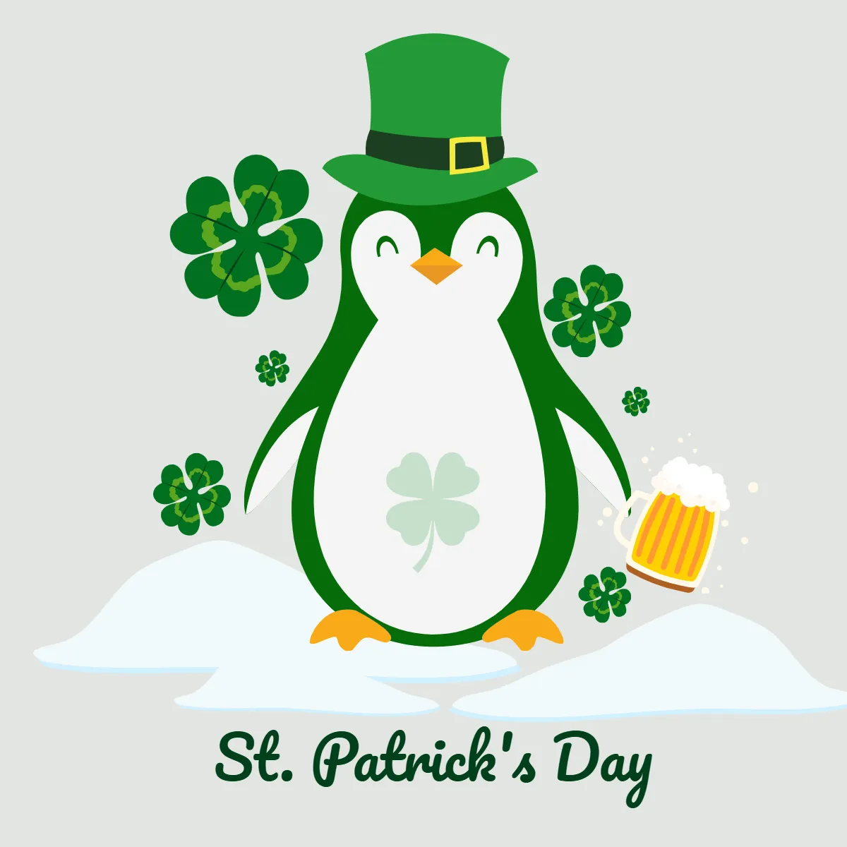 Free Penguin St. Patrick's Day Clip Arts Template to Edit Online
