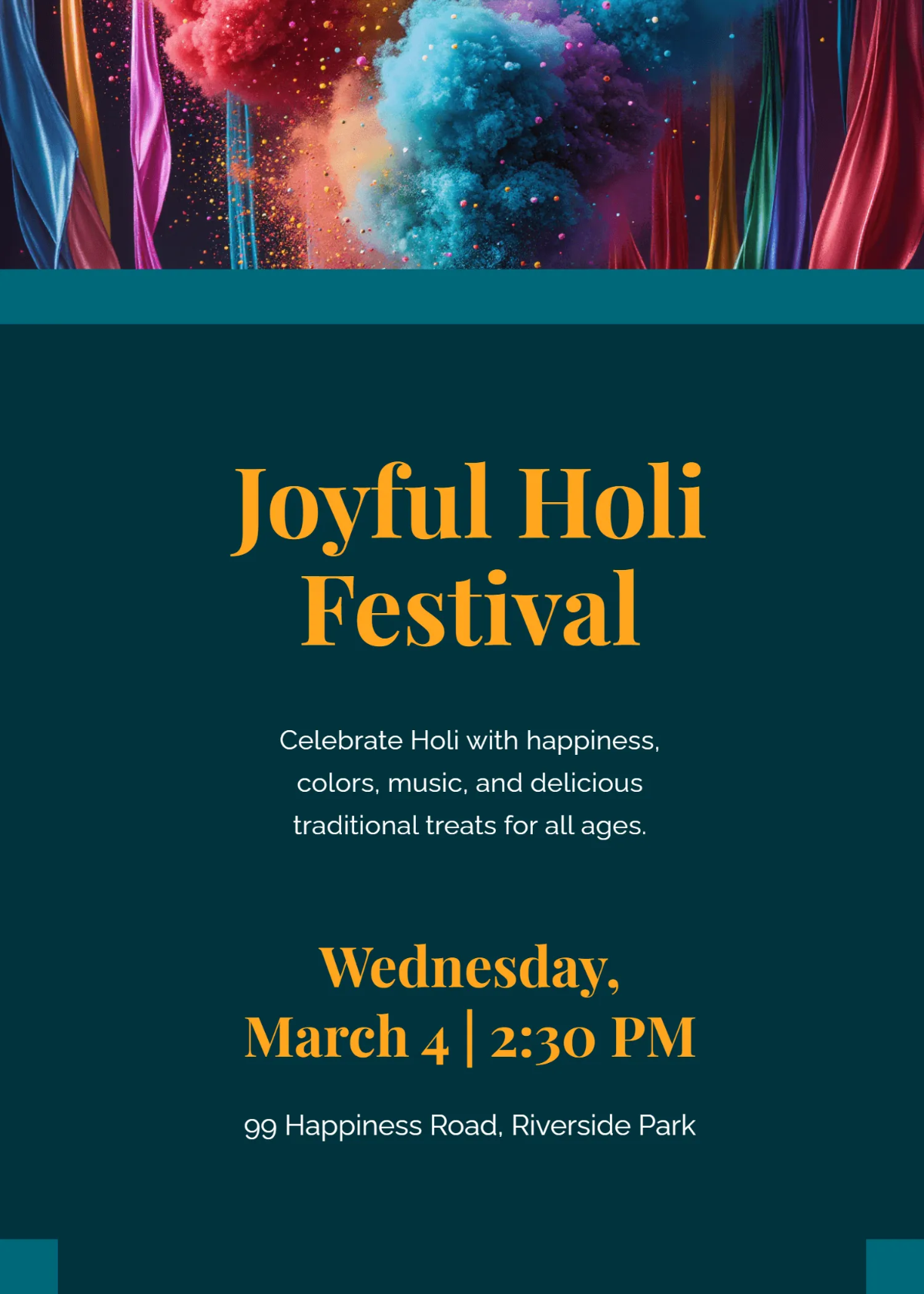 Free Joyful Holi Invitation Template to Edit Online
