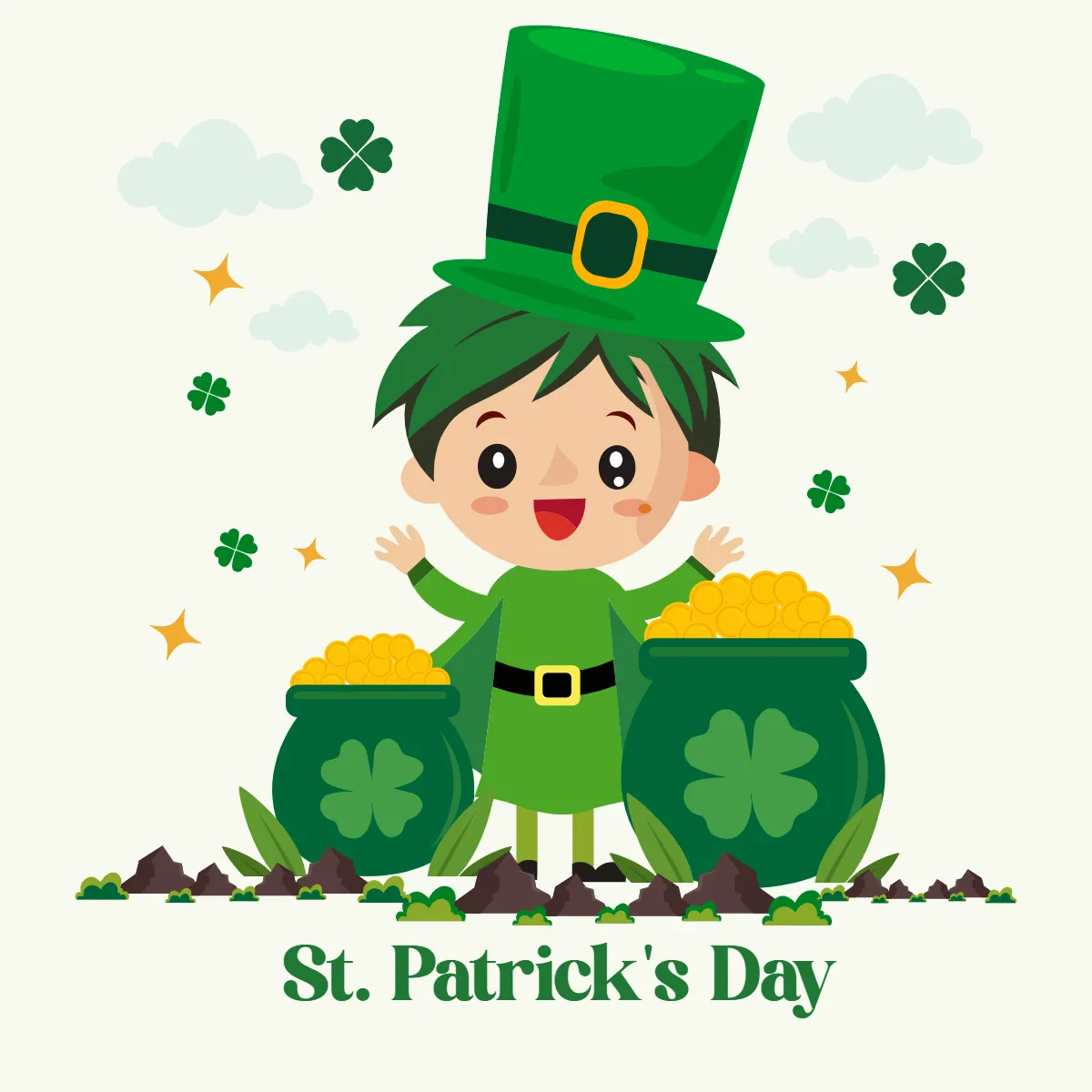 Free St. Patrick's Day Kids Clip Arts Template to Edit Online