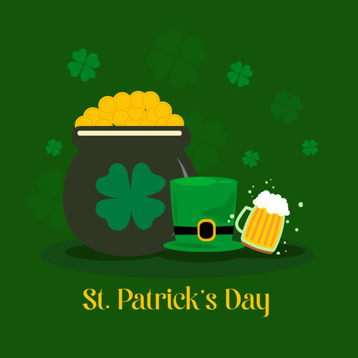 Free St. Patrick's Day Green Background Clip Arts Template to Edit Online