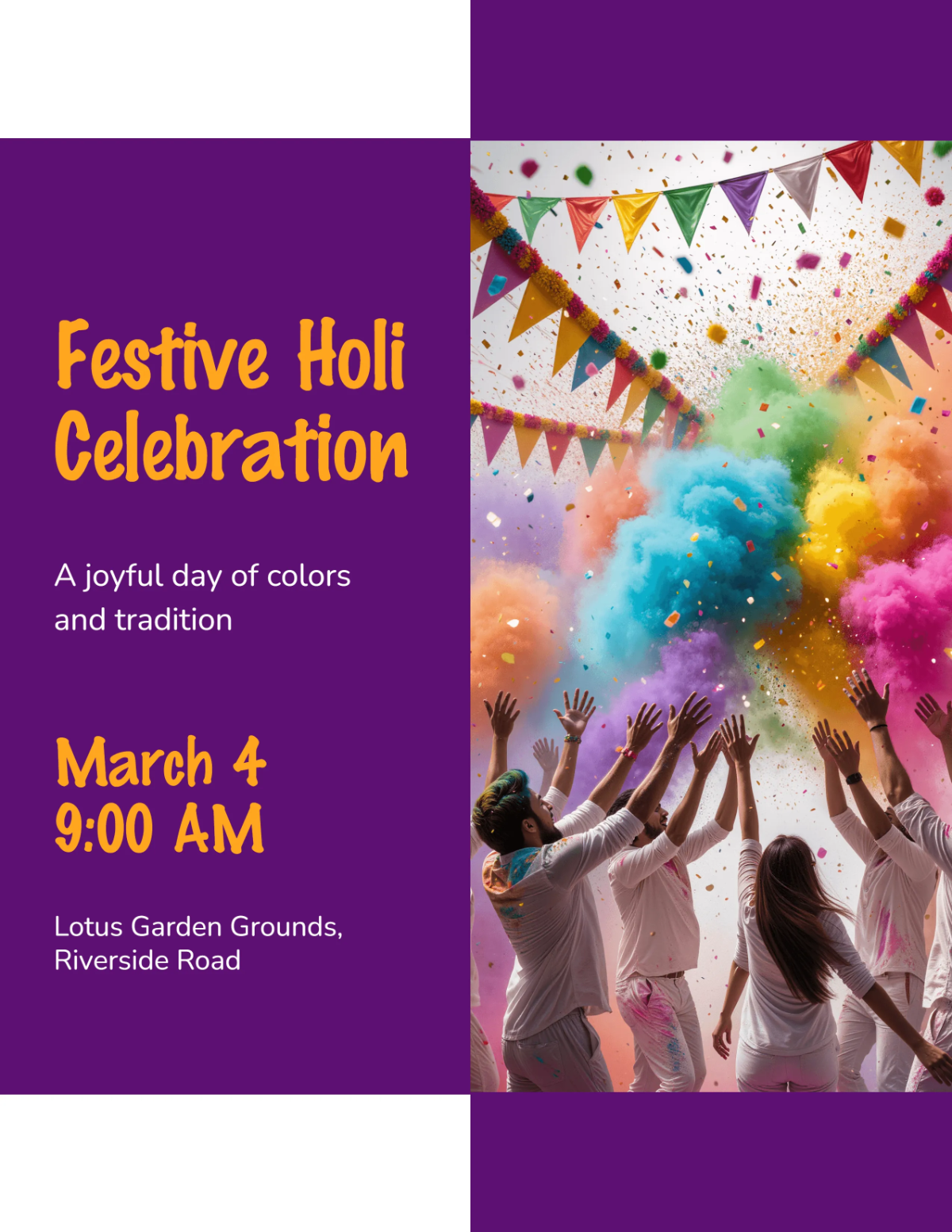 Free Festive Holi Flyer Template to Edit Online