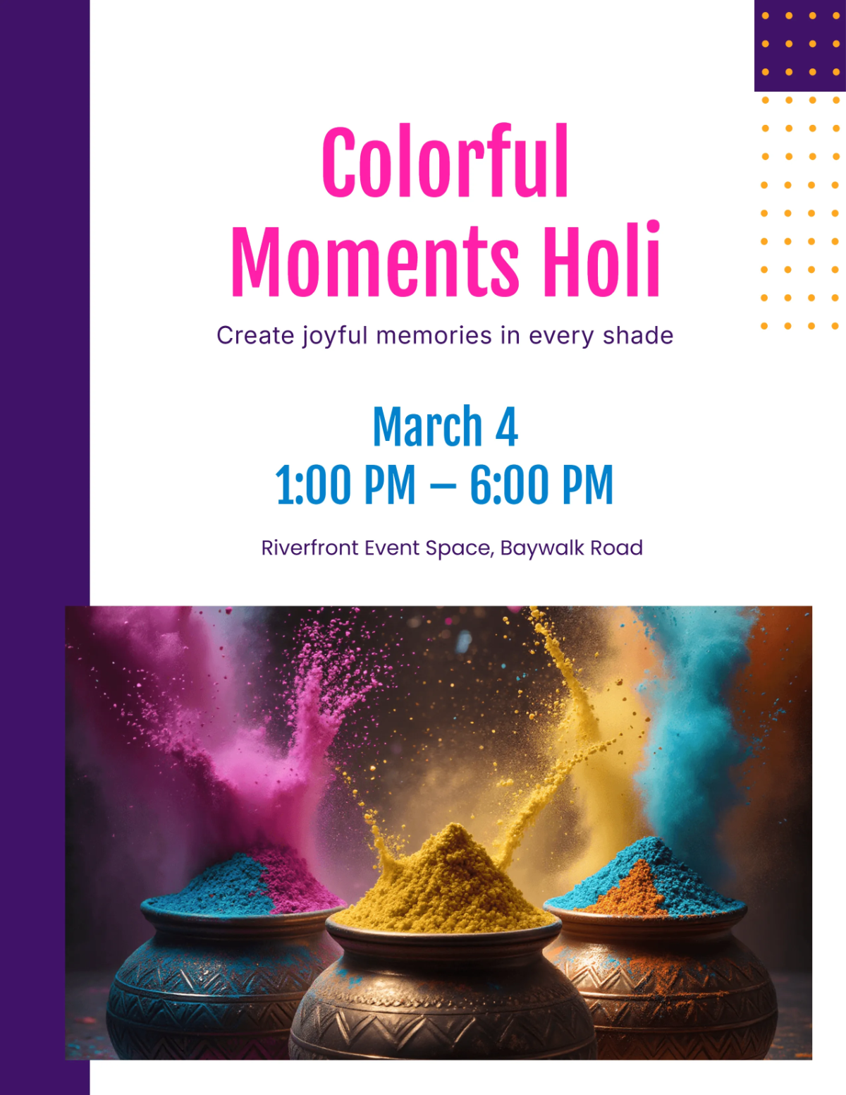 Free Colorful Moments Holi Flyer Template to Edit Online Free Colorful Moments Holi Flyer Template to Edit Online