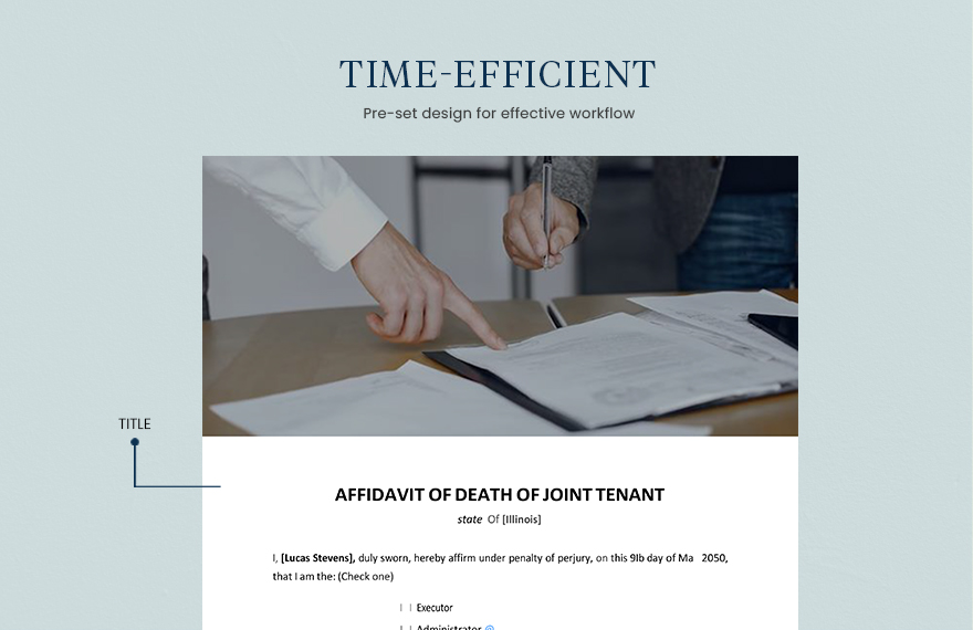 Sample Affidavit of Death of Joint Tenant Template
