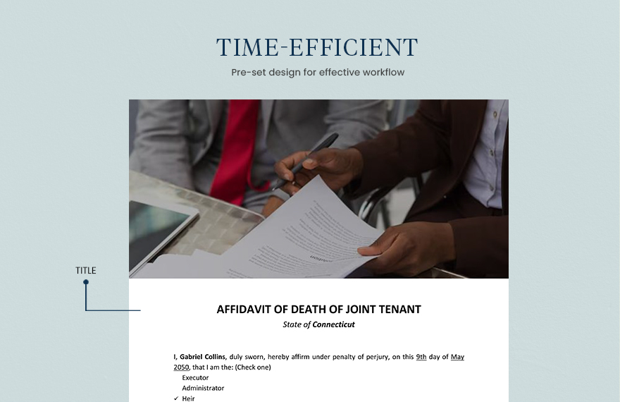 Affidavit of Death of Joint Tenant Template