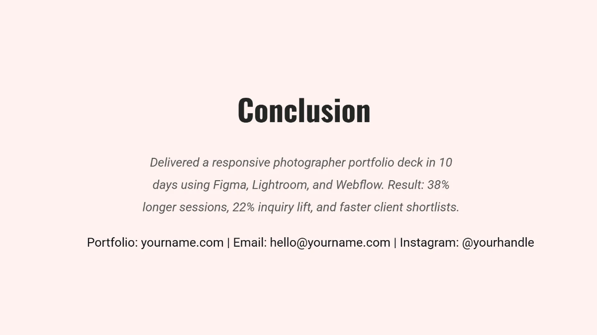 Free Photographer Portfolio Presentation Template to Edit Online