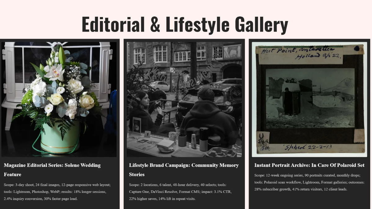 Free Photographer Portfolio Presentation Template to Edit Online