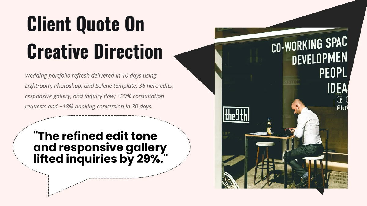 Free Photographer Portfolio Presentation Template to Edit Online