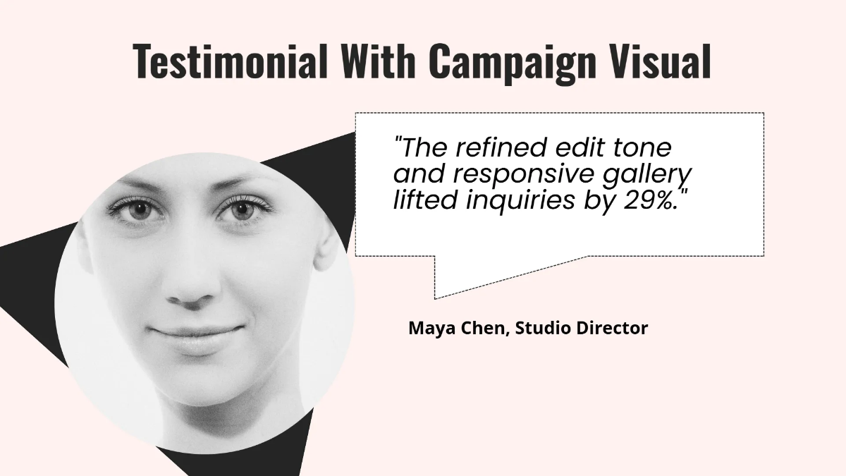 Free Photographer Portfolio Presentation Template to Edit Online