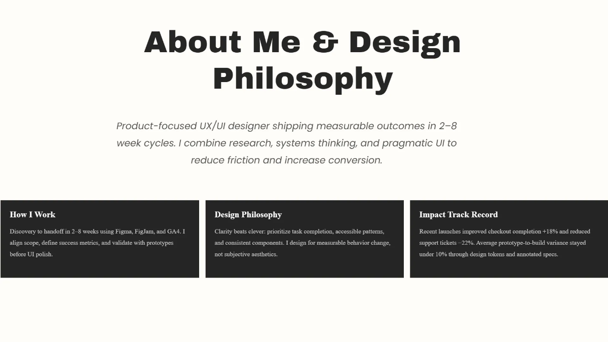 Free UX/UI Designer Portfolio Slides Template to Edit Online