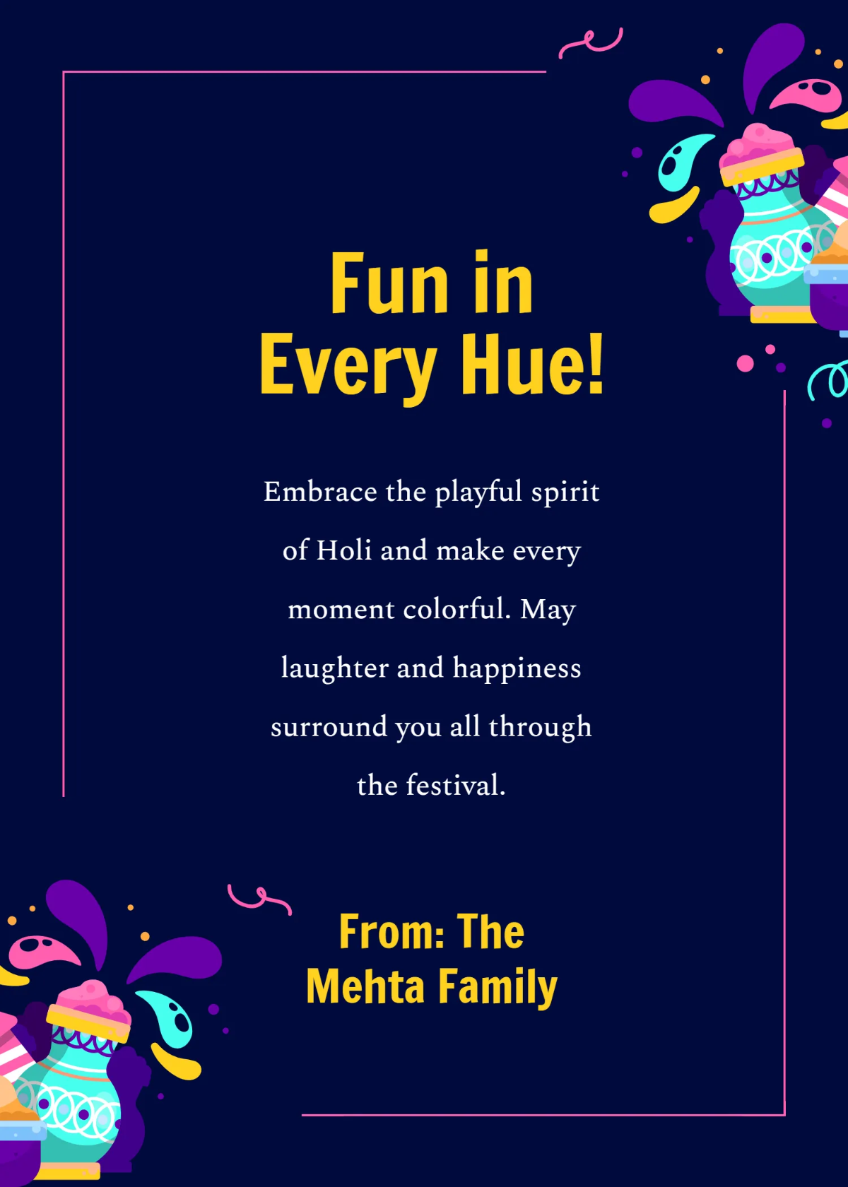 Free Playful Vibes Holi Wishes Template to Edit Online