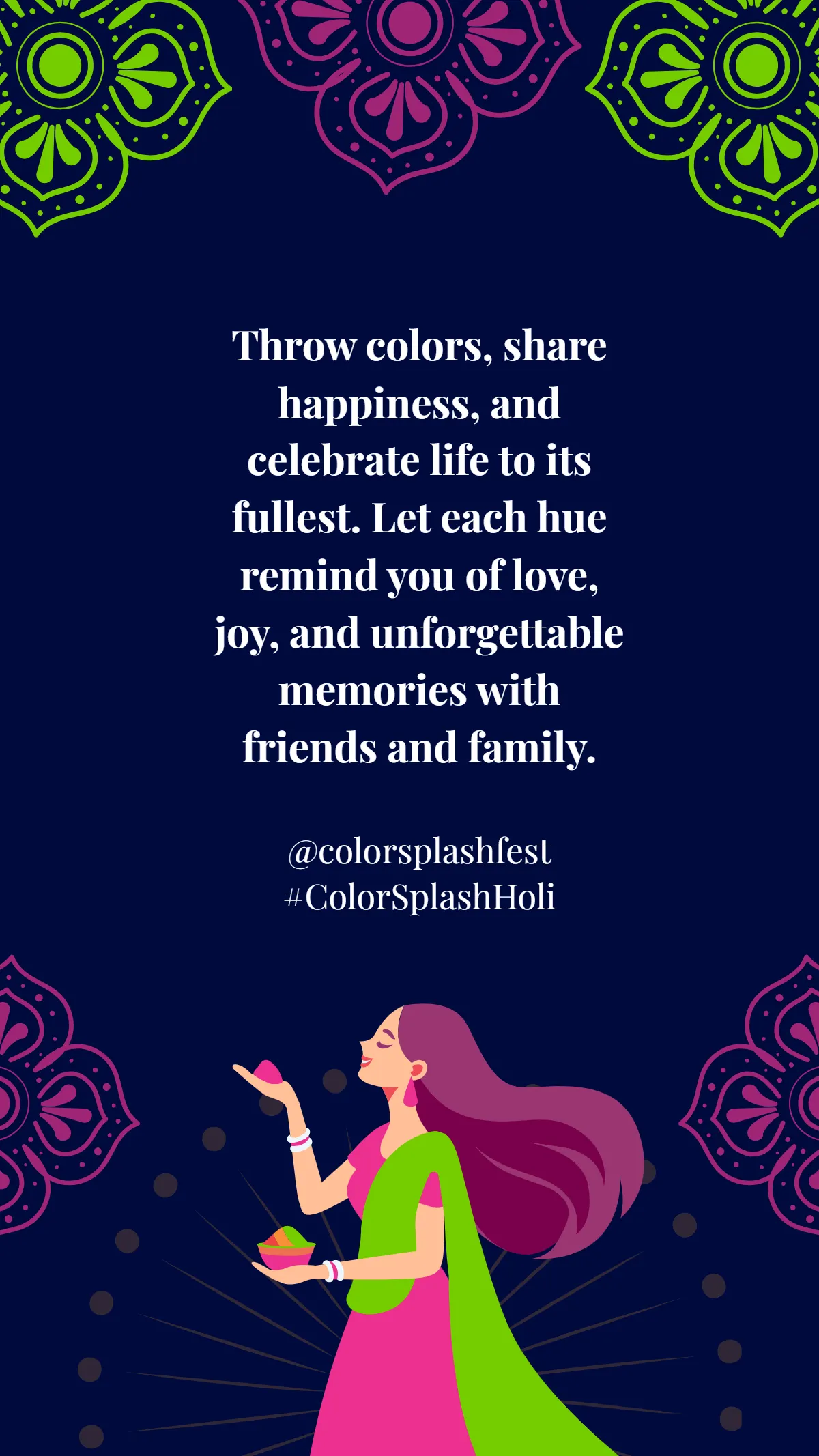 Free Color Splash Holi Quote Template to Edit Online