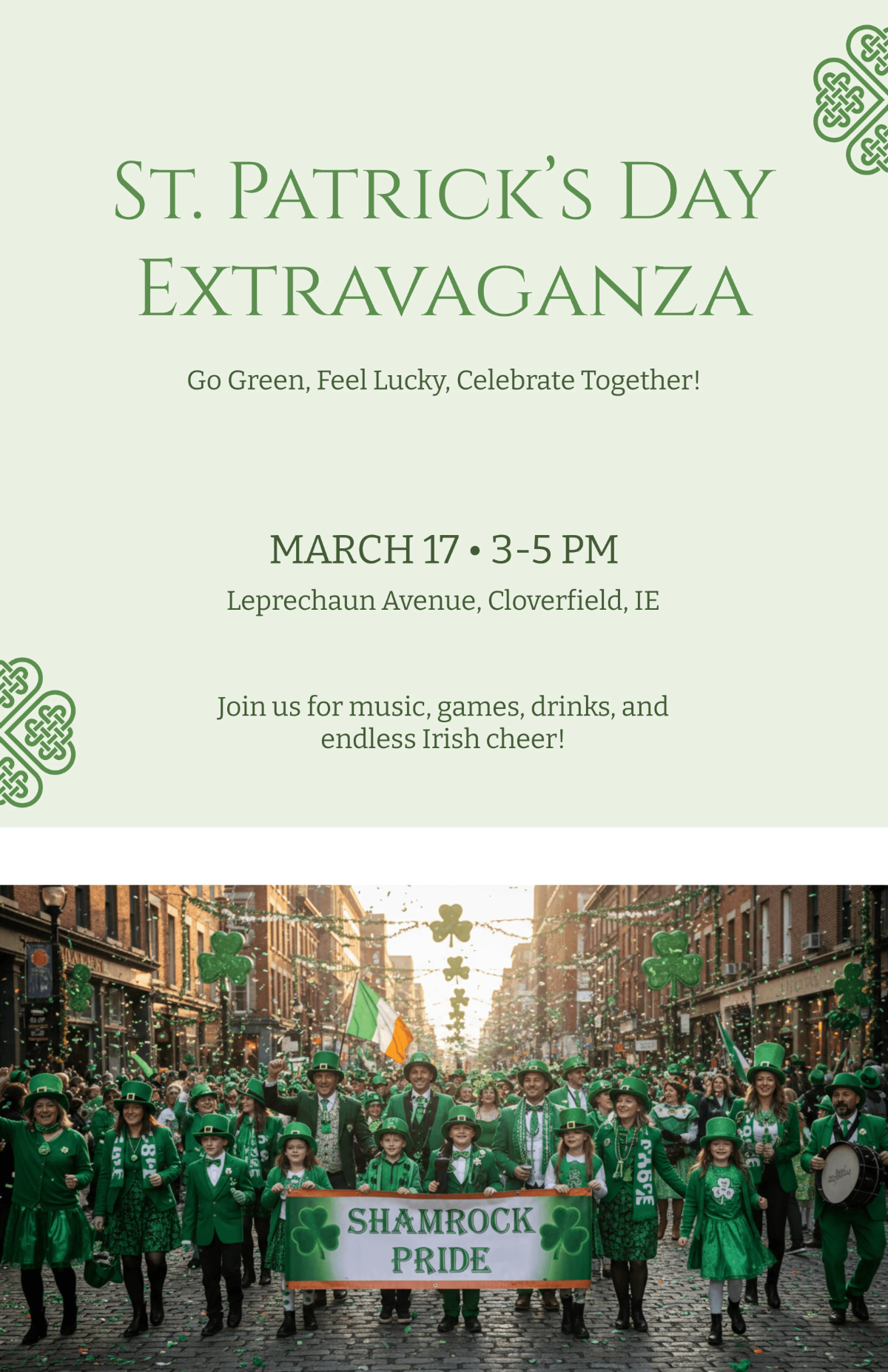 Free St. Patrick's Day Green Celebration Poster Template to Edit Online