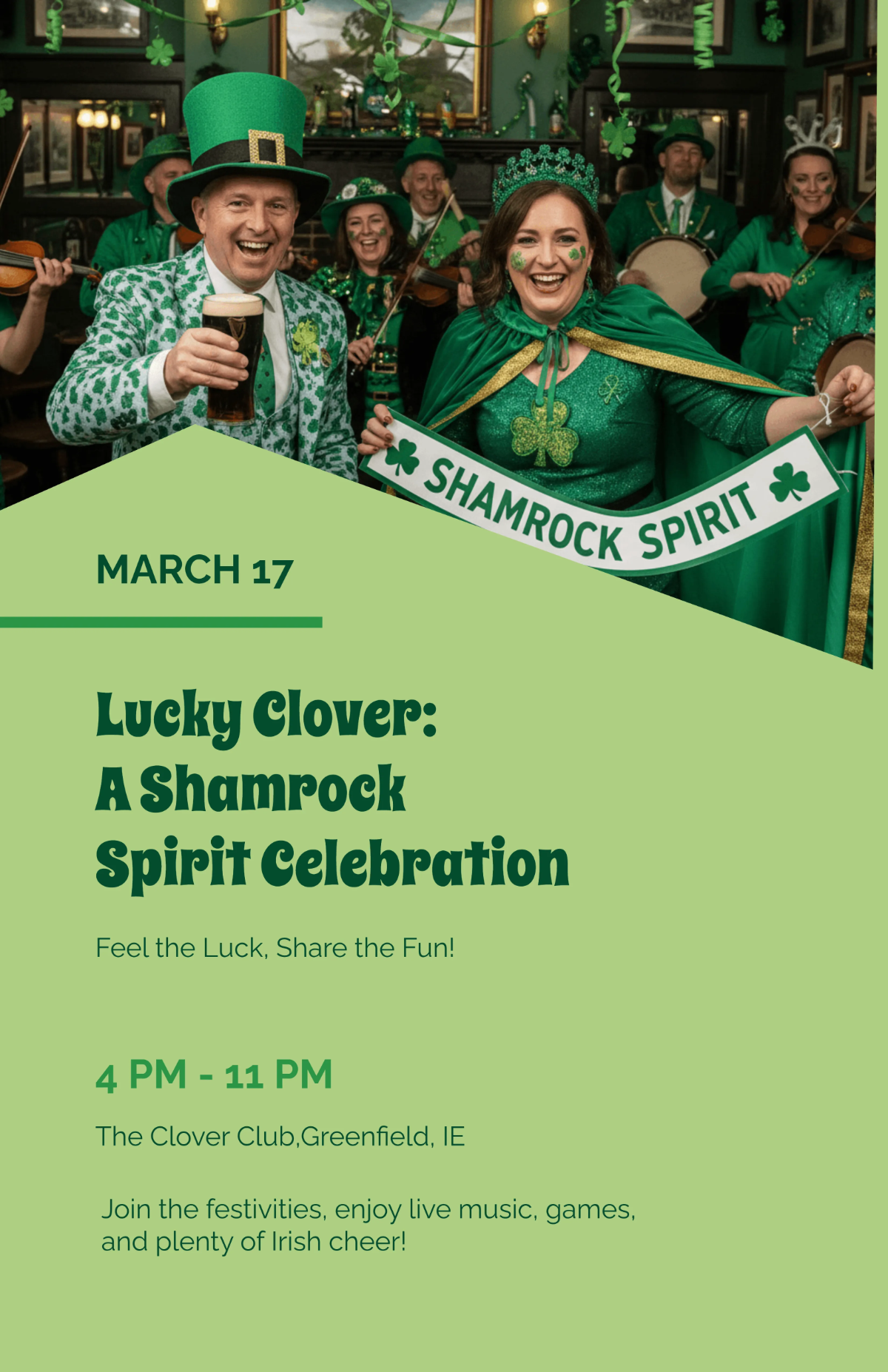 Free St. Patrick's Day Shamrock Spirit  Poster Template to Edit Online