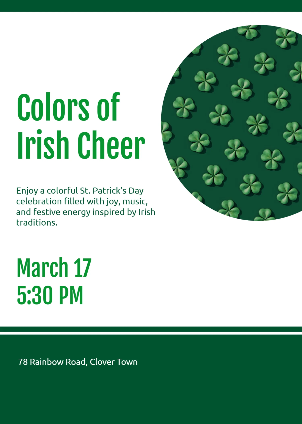 Free Colorful St. Patrick’s Day Invitation Template to Edit Online