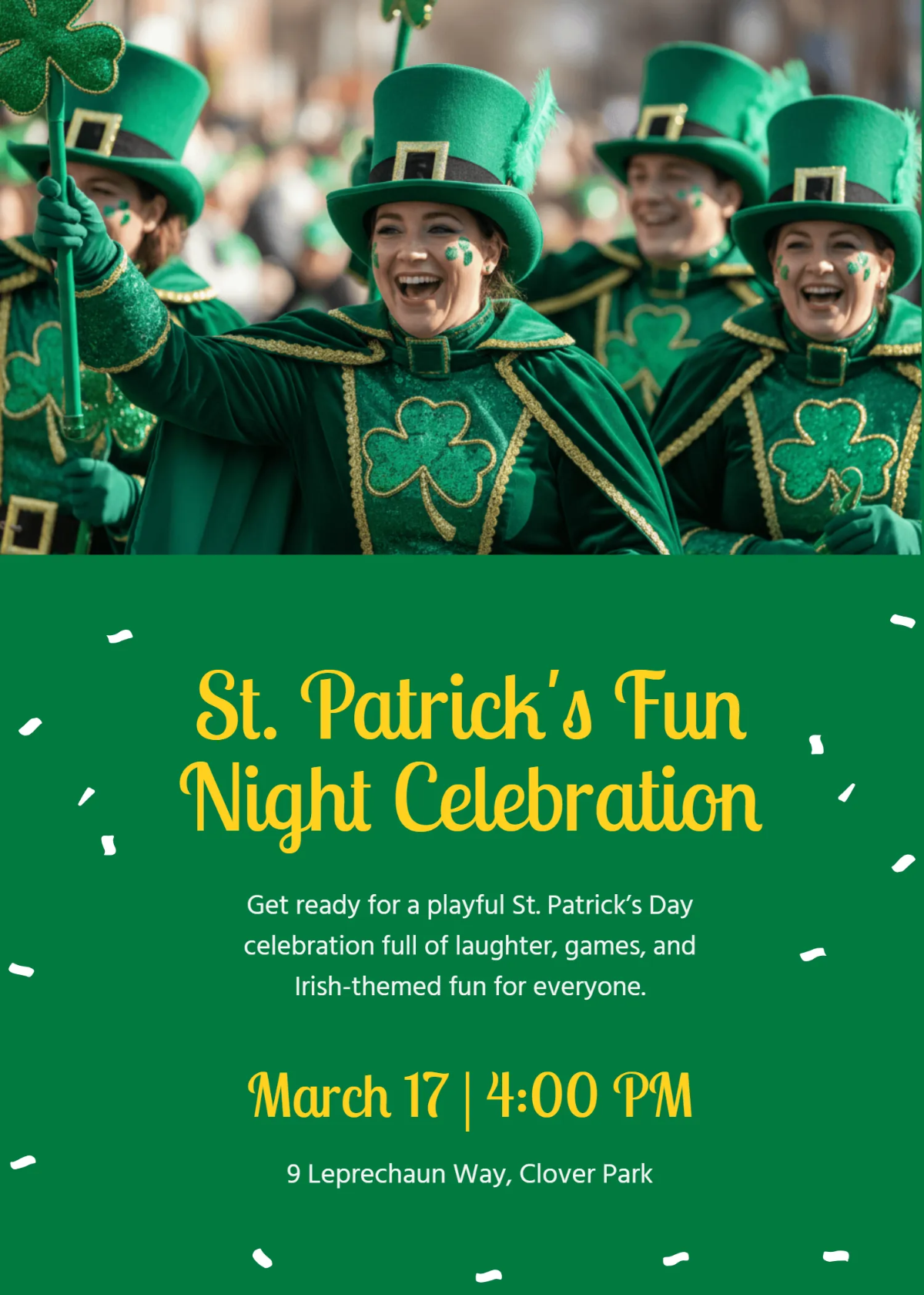 Free Playful St. Patrick’s Day Invitation Template to Edit Online